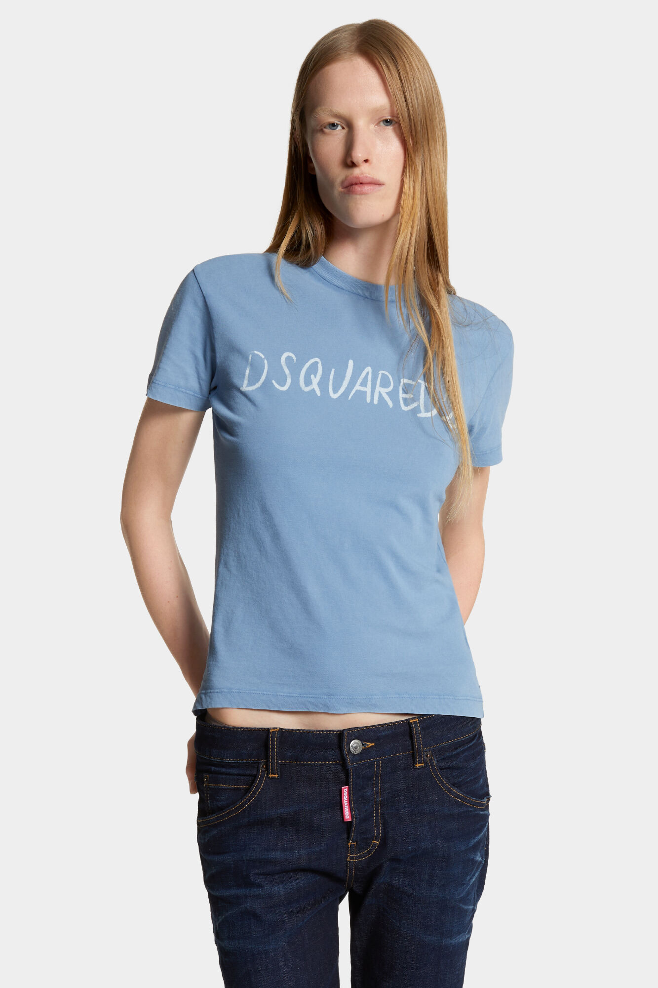 White Fade Just Right Fit Handwritten Logo T-Shirt