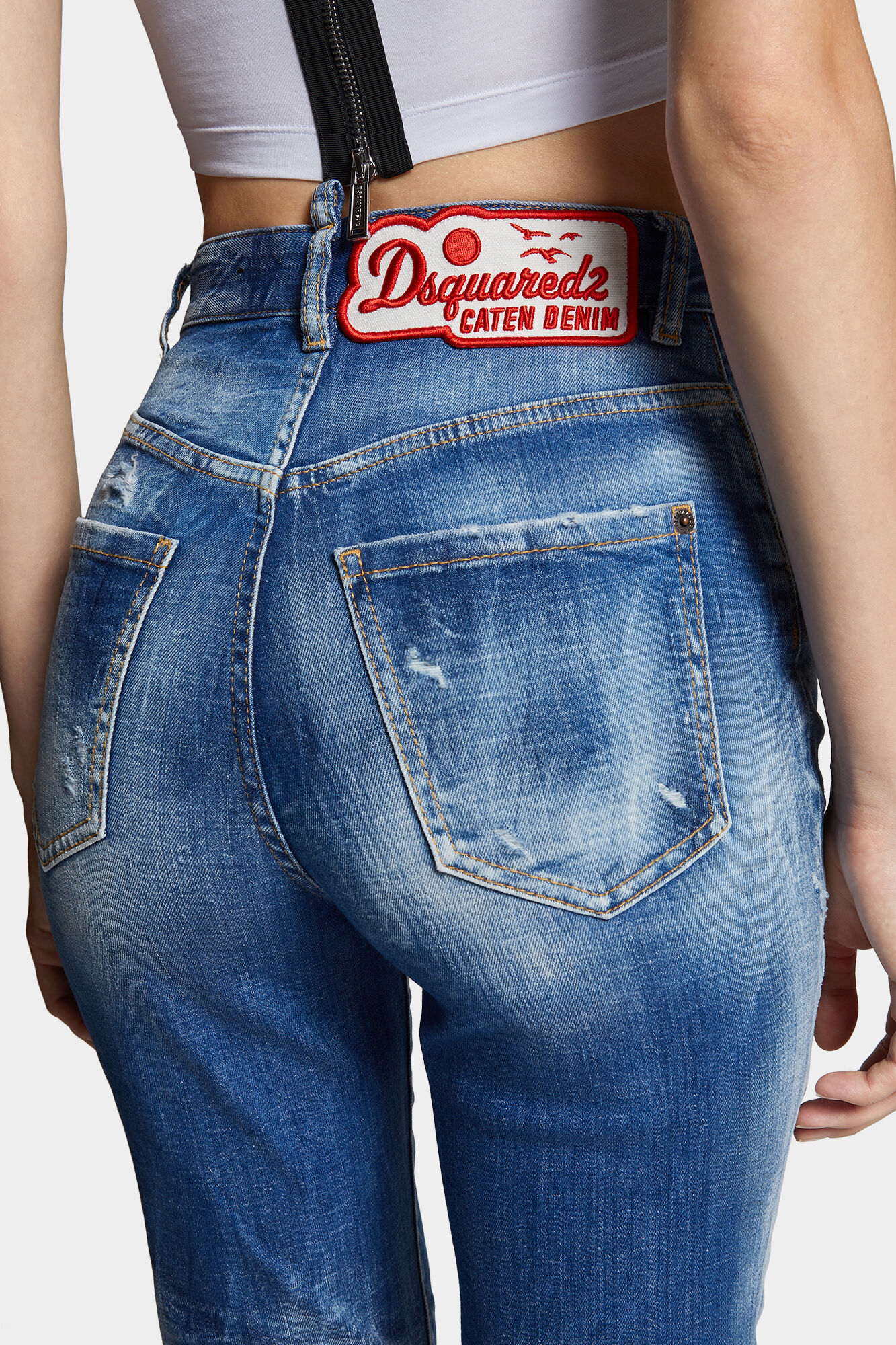 Medium Small Hole Wash High Waist Twiggy Jeans