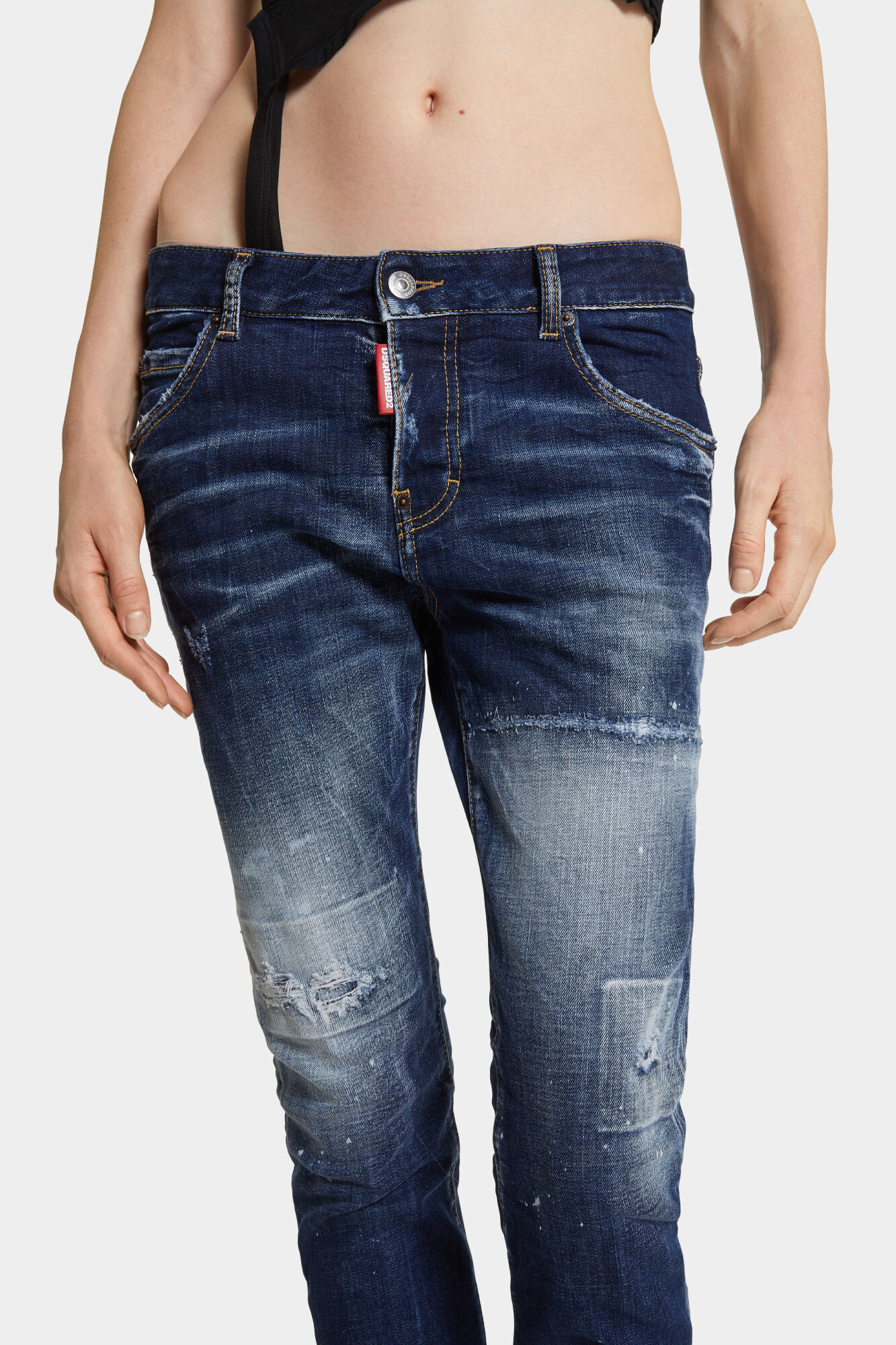 Dark White Line Wash Cool Girl Jeans