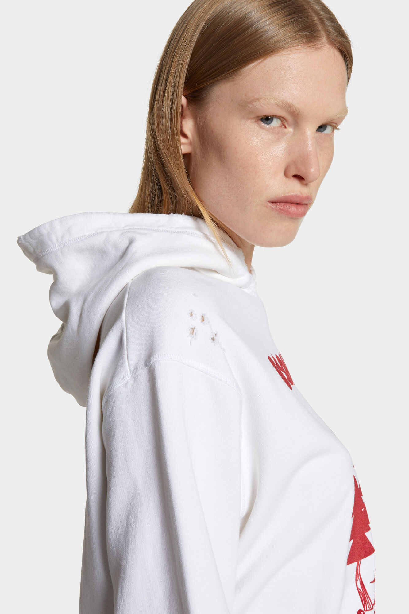 Washed And Destroyed Just Right Fit Hoodie