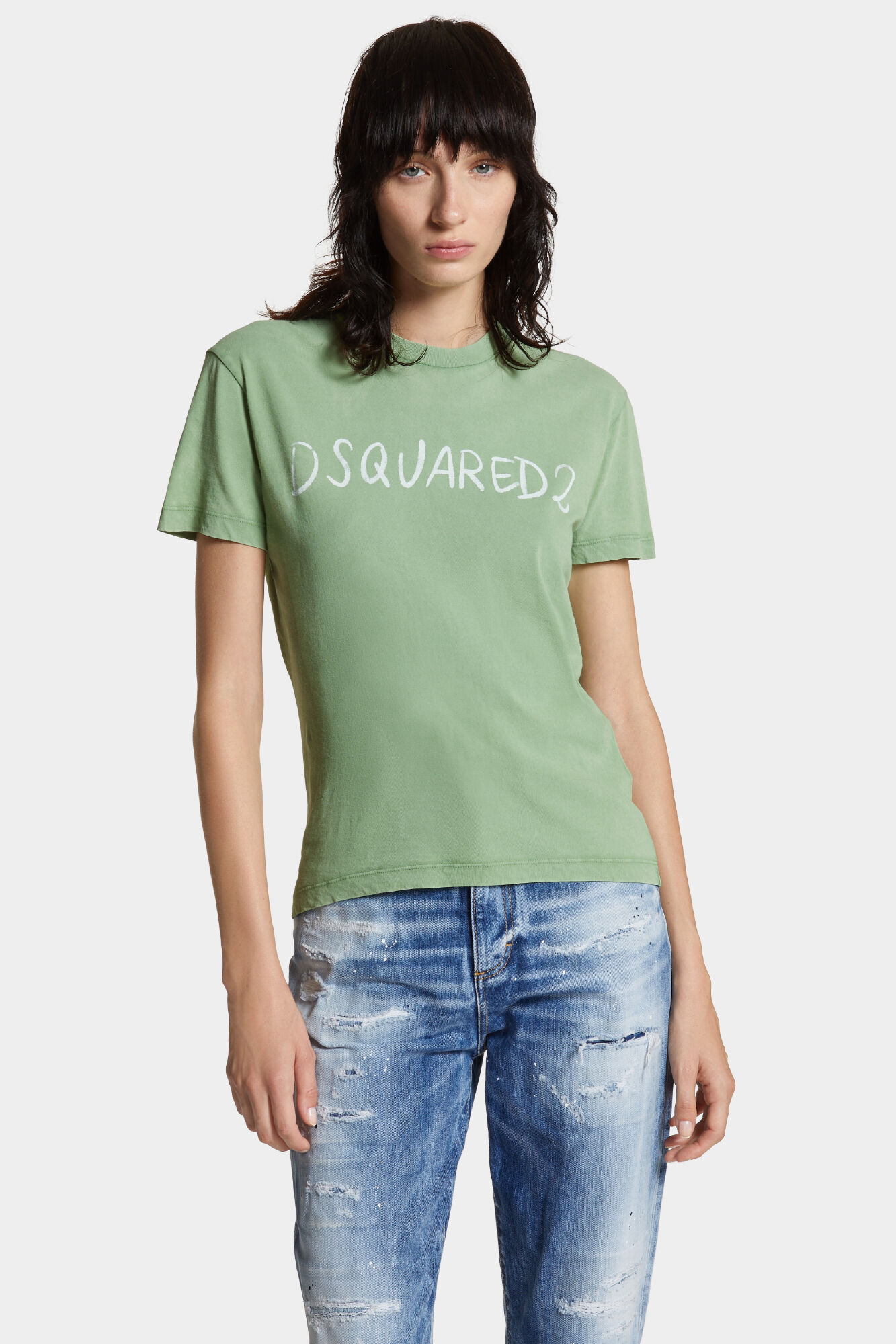 White Fade Just Right Fit Handwritten Logo T-Shirt