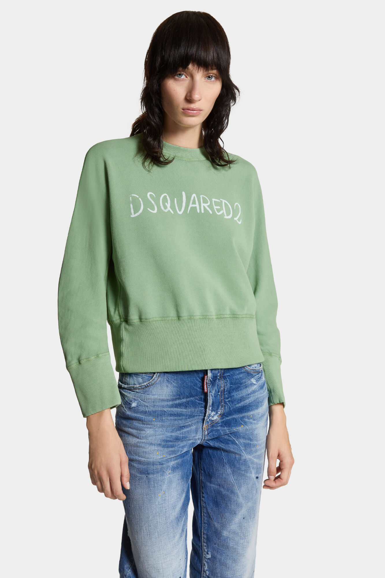 White Fade Dean Fit Handwritten Logo Sweatshirt