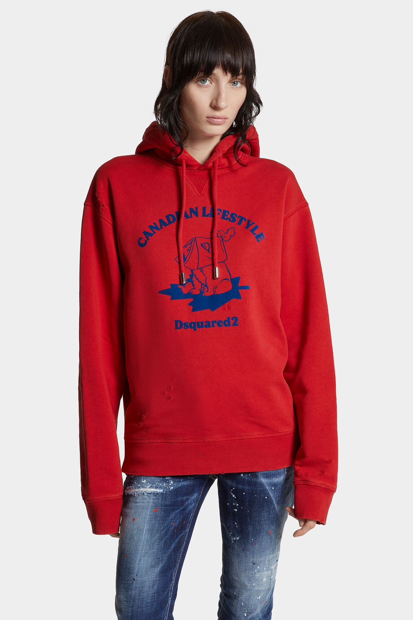 Washed And Destroyed Just Right Fit Hoodie