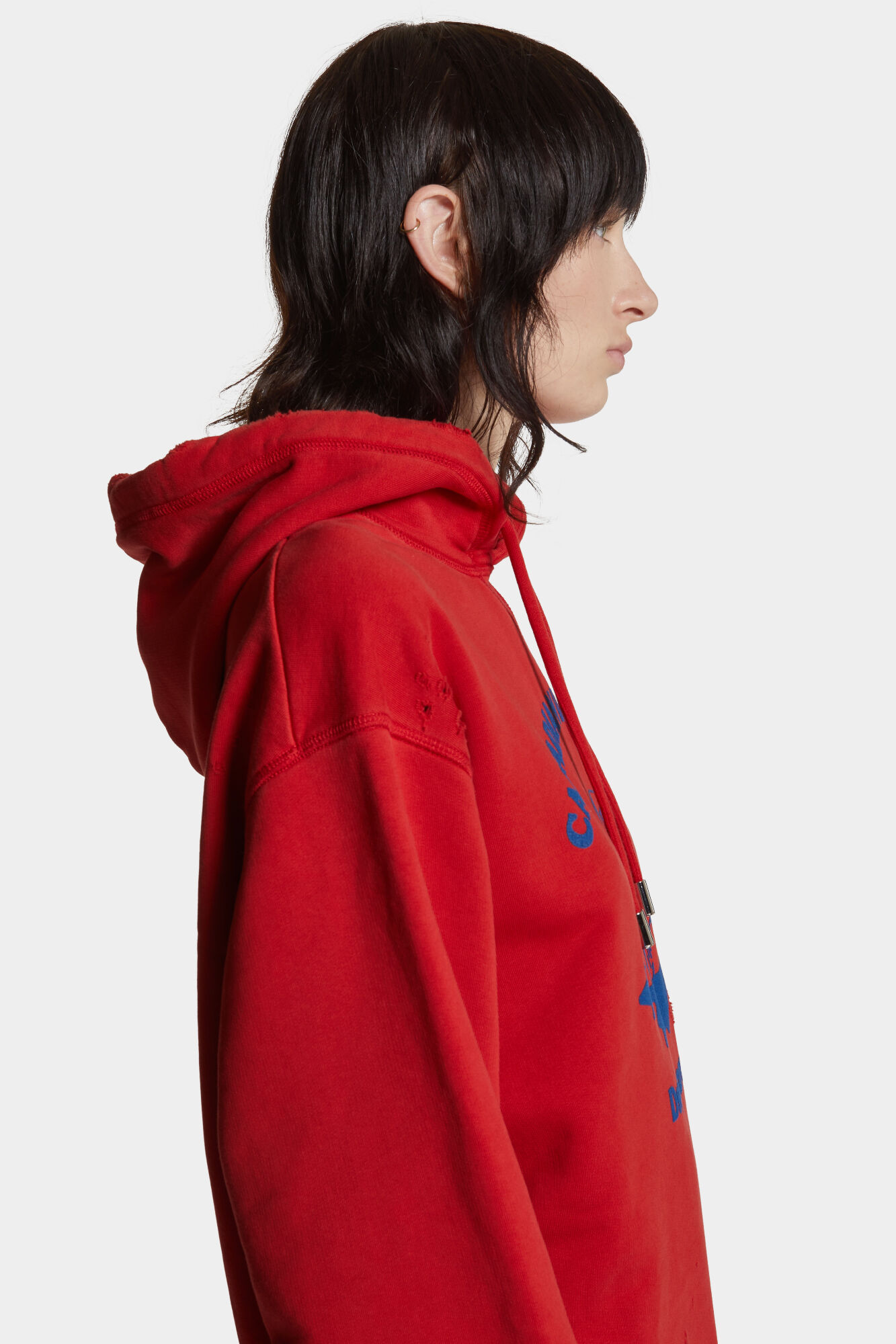 Washed And Destroyed Just Right Fit Hoodie