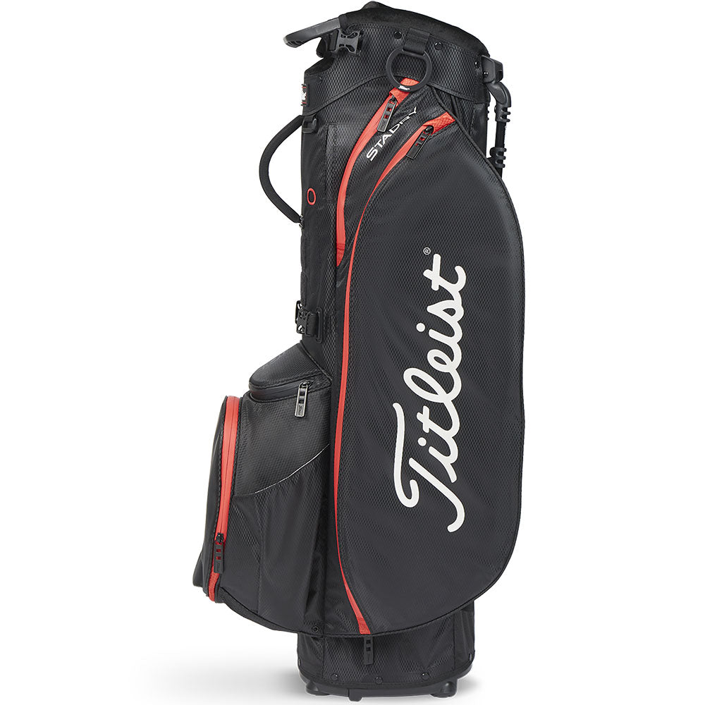 Titleist Players 5 StaDry Waterproof Stand Bag – Black/Black/Red