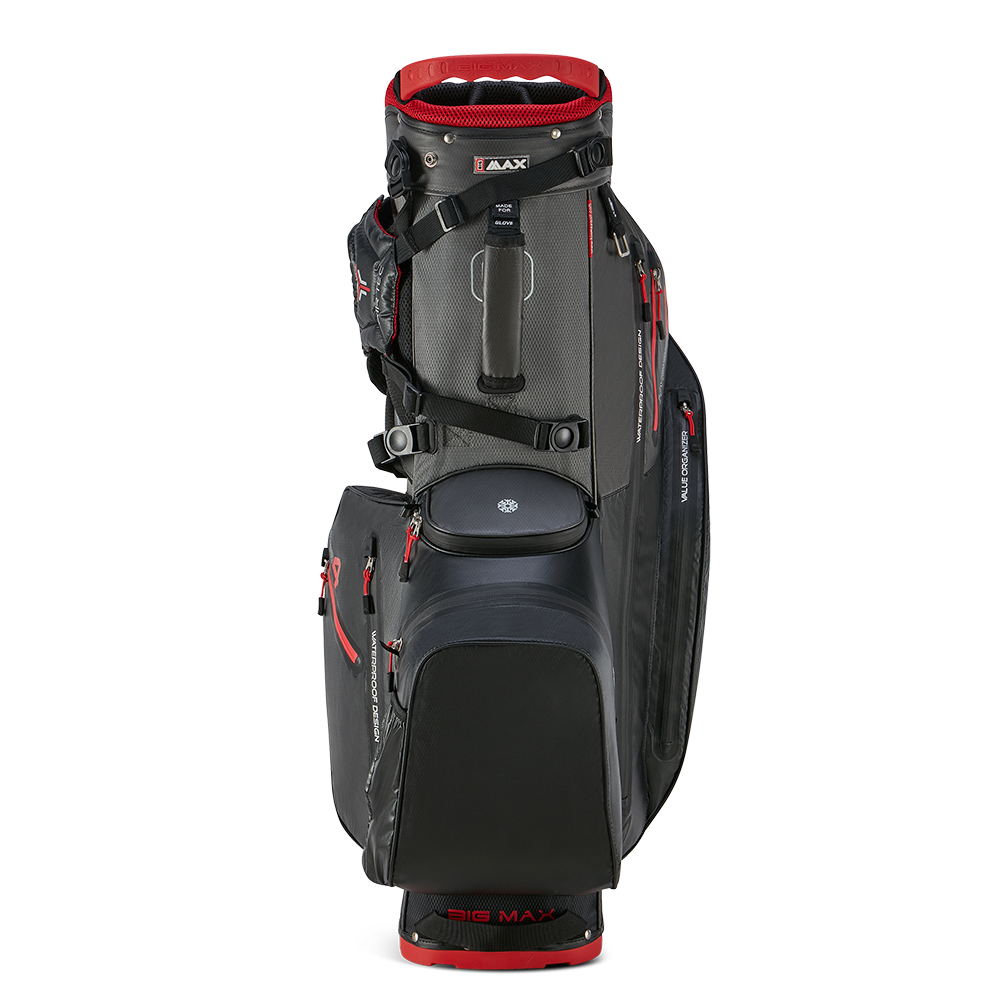 Big Max Aqua Hybrid 4 Waterproof Stand Bag – Black/Charcoal/Red