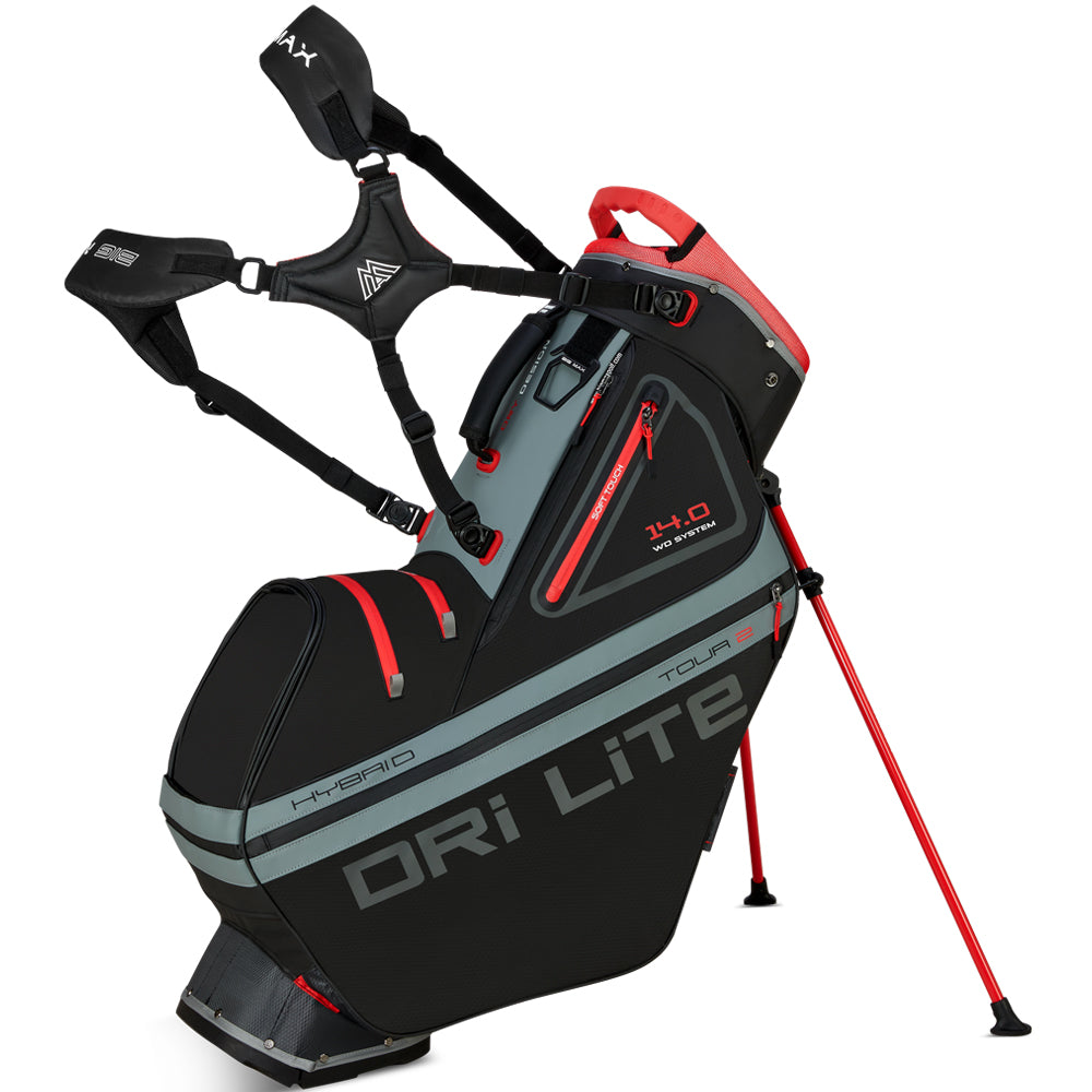 Big Max Dri Lite Hybrid Tour 2 Stand/Cart Bag – Black/Charcoal/Red