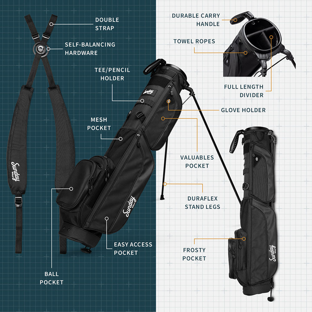 Sunday Golf Loma XL Pencil Stand Bag – Matte Black