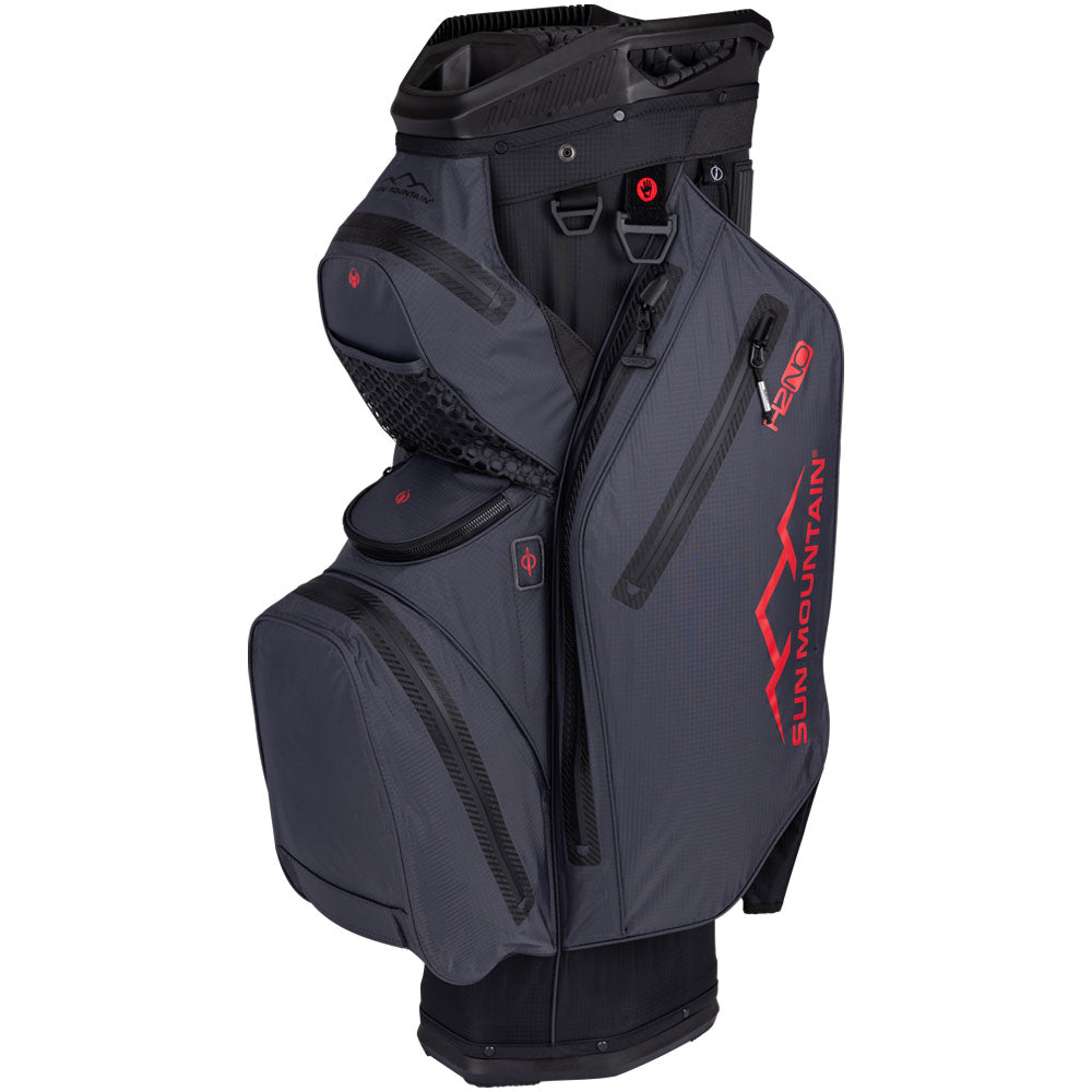 Sun Mountain H2NO Staff Waterproof Cart Bag – Black/Steel/Red