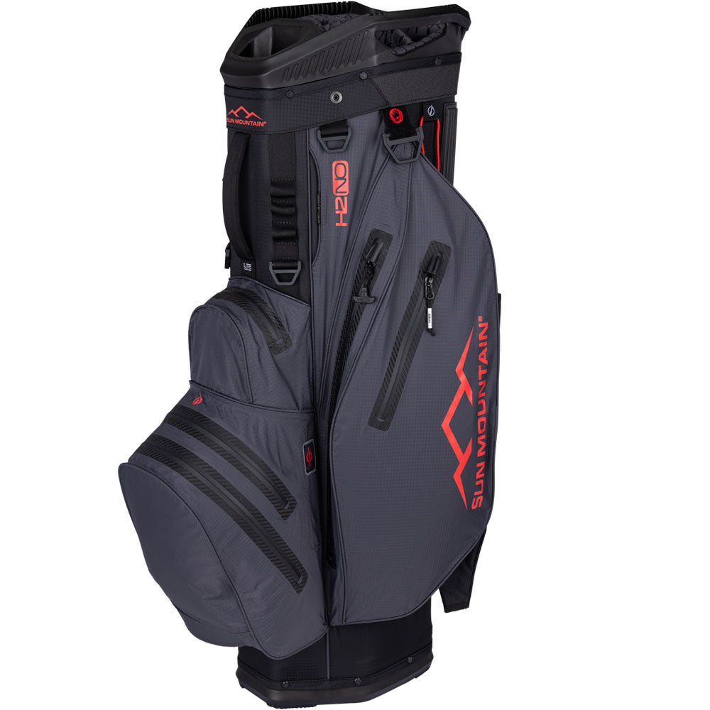 Sun Mountain H2NO Lite Waterproof Cart Bag – Black/Steel/Red