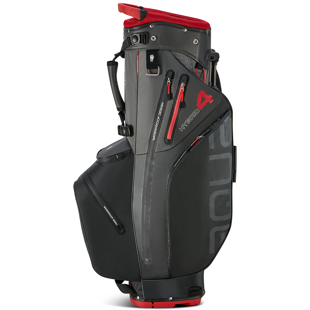 Big Max Aqua Hybrid 4 Waterproof Stand Bag – Black/Charcoal/Red