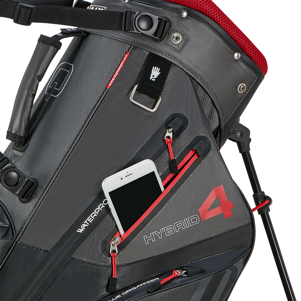 Big Max Aqua Hybrid 4 Waterproof Stand Bag – Black/Charcoal/Red