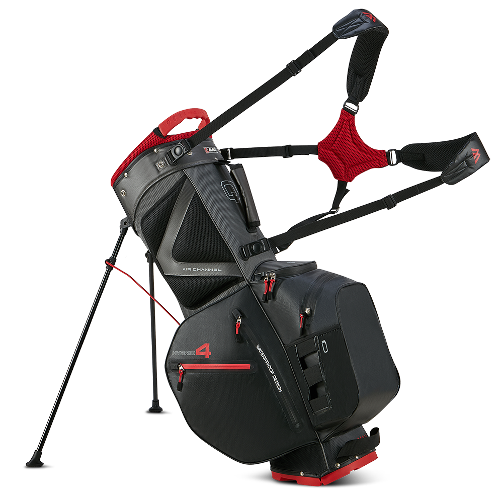 Big Max Aqua Hybrid 4 Waterproof Stand Bag – Black/Charcoal/Red