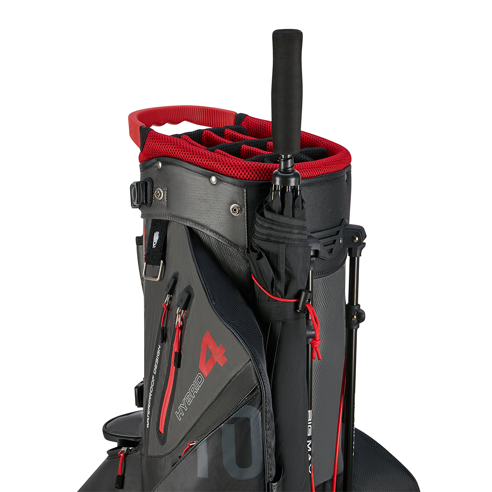 Big Max Aqua Hybrid 4 Waterproof Stand Bag – Black/Charcoal/Red