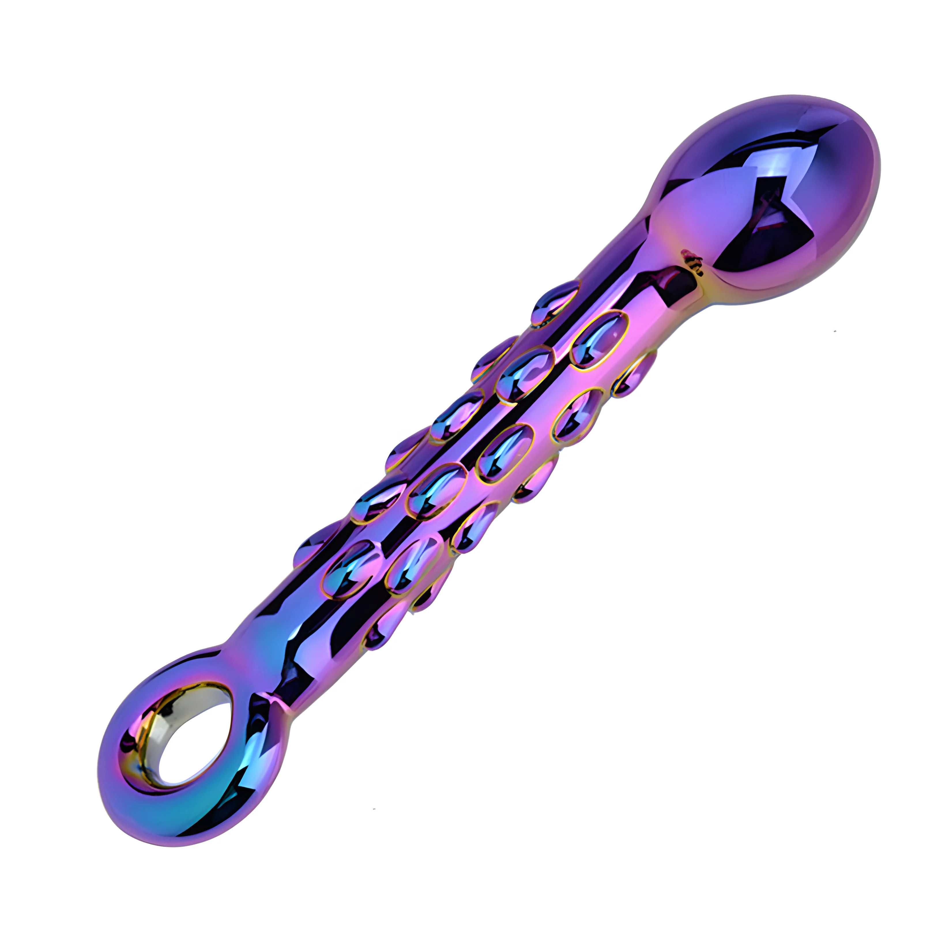 Rainbow Galaxy Glass Prostate Pull Plug & Nubby G-Spot Wand