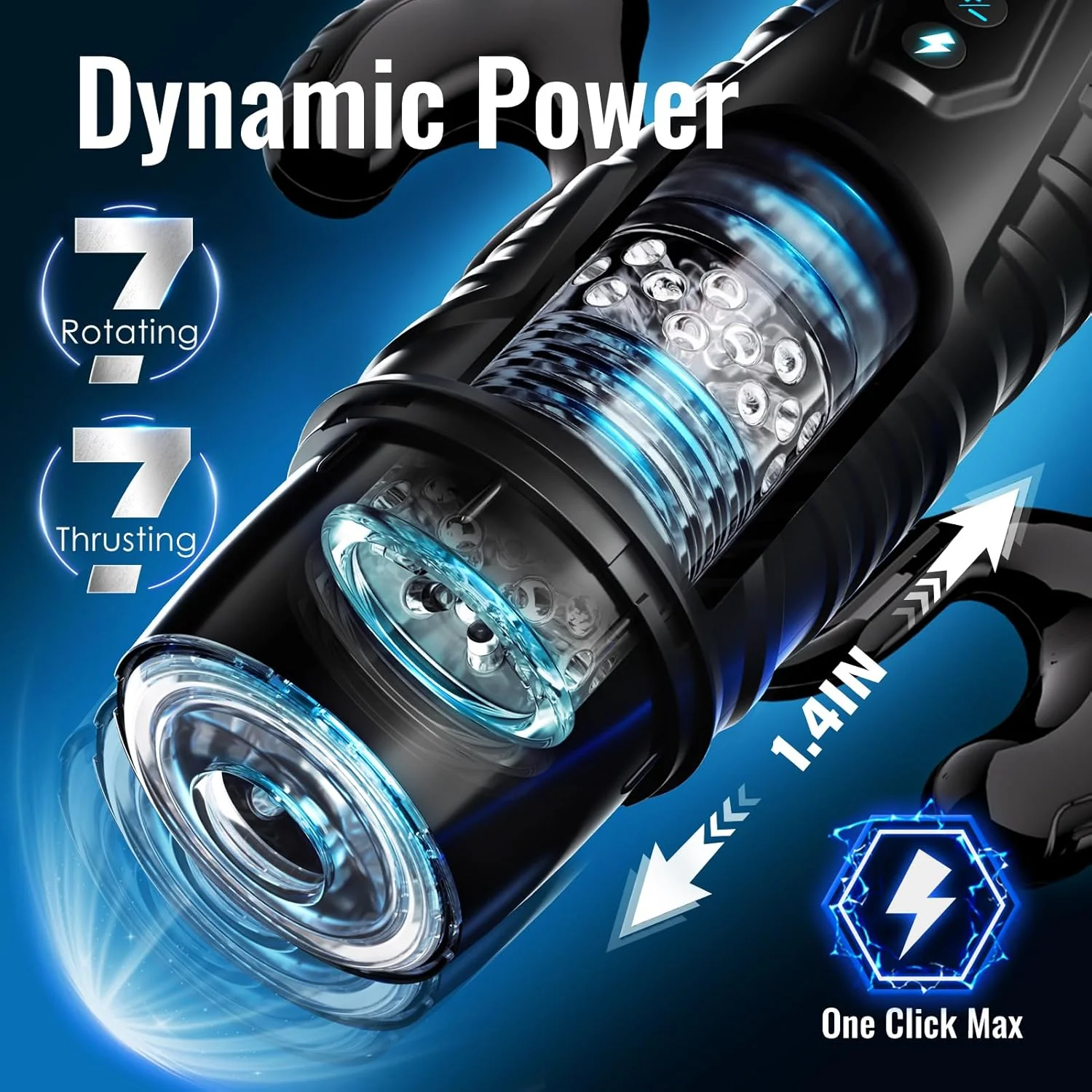 Thick-User Friendly Reverse Cowgirl Hands-Free Male Masturbator with 7 Thrusting & Rotating Modes