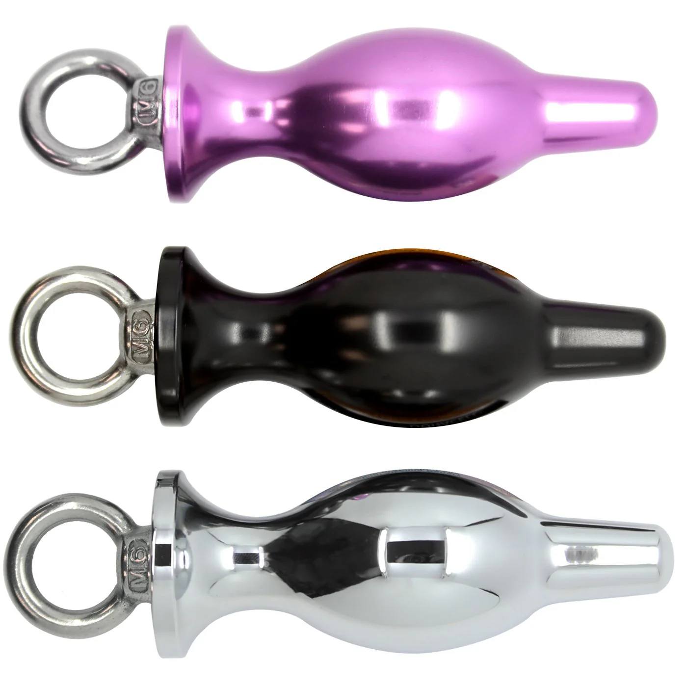 Metal Bulbed Anal Plug With Pull Ring