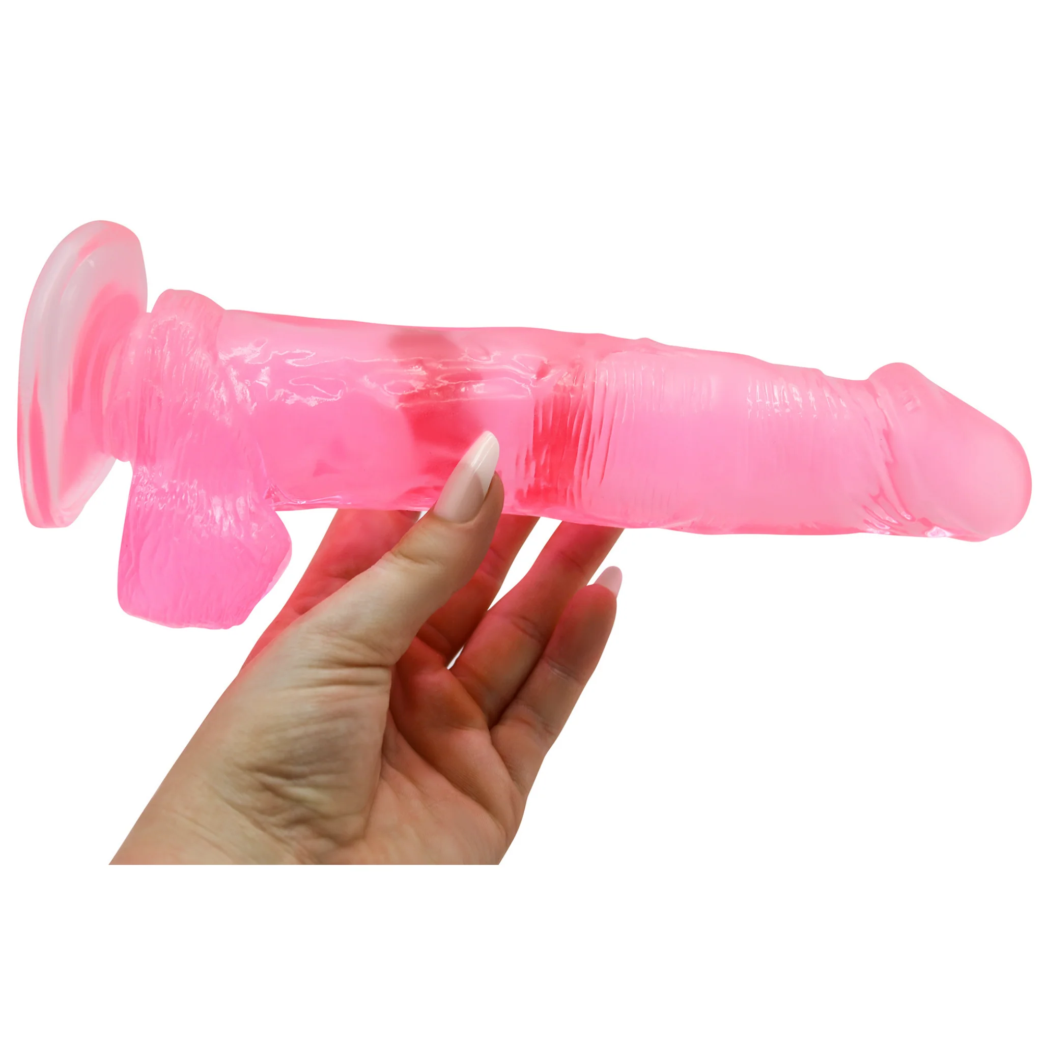 XL & Thick 8.5 Inch Translucent Jelly Dildo With Balls