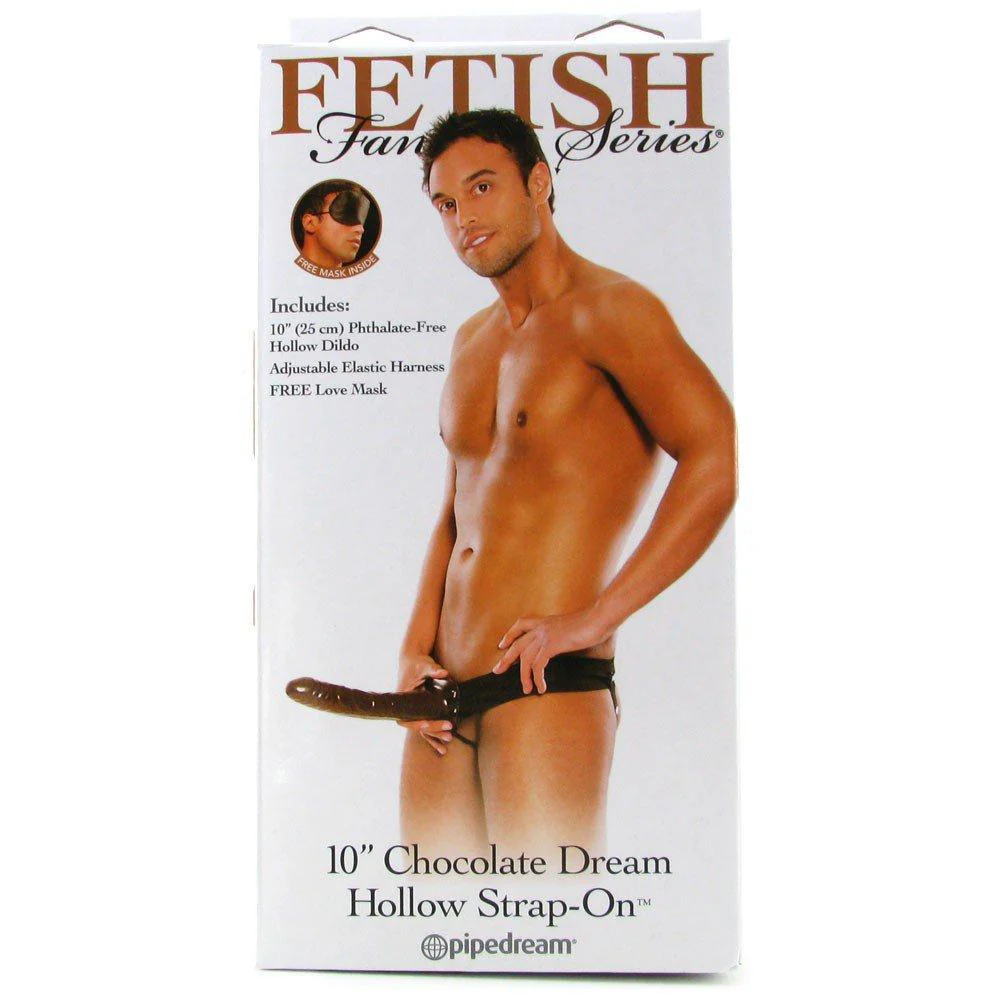 Fetish Fantasy 10 Inch Chocolate Dream Vibrating Hollow Strap-On