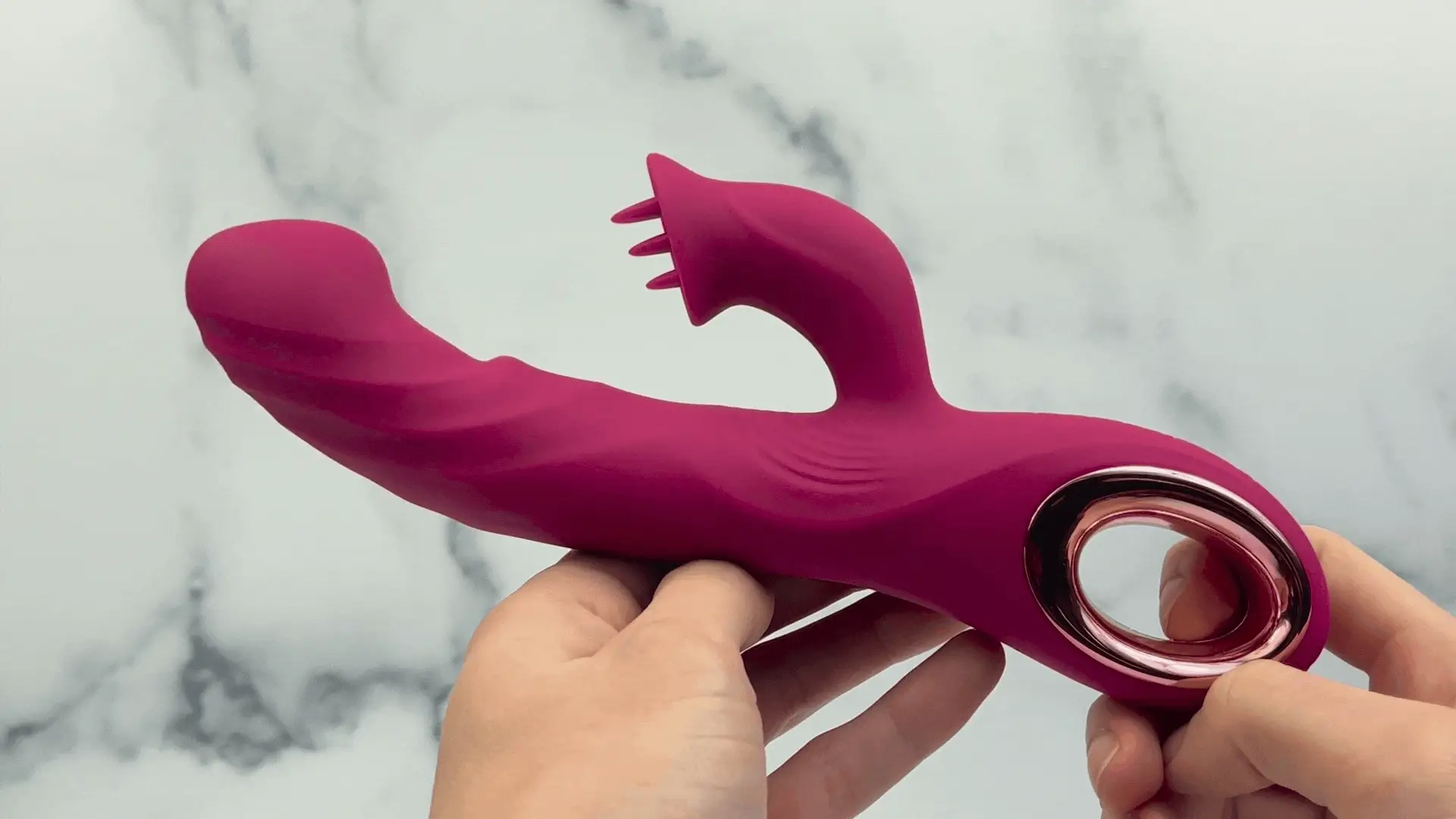 Revel Rabbit Silicone Fluttering and Fingering Dual Action Vibe - Fingers Your G-Spot and Tongues Your Clit!