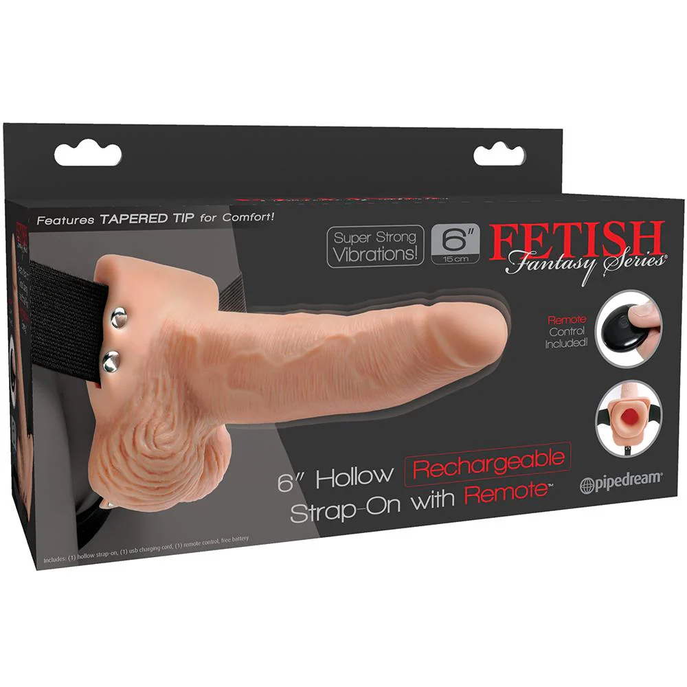 Fetish Fantasy 6 Inch Hollow Vibrating Strap-On with Remote