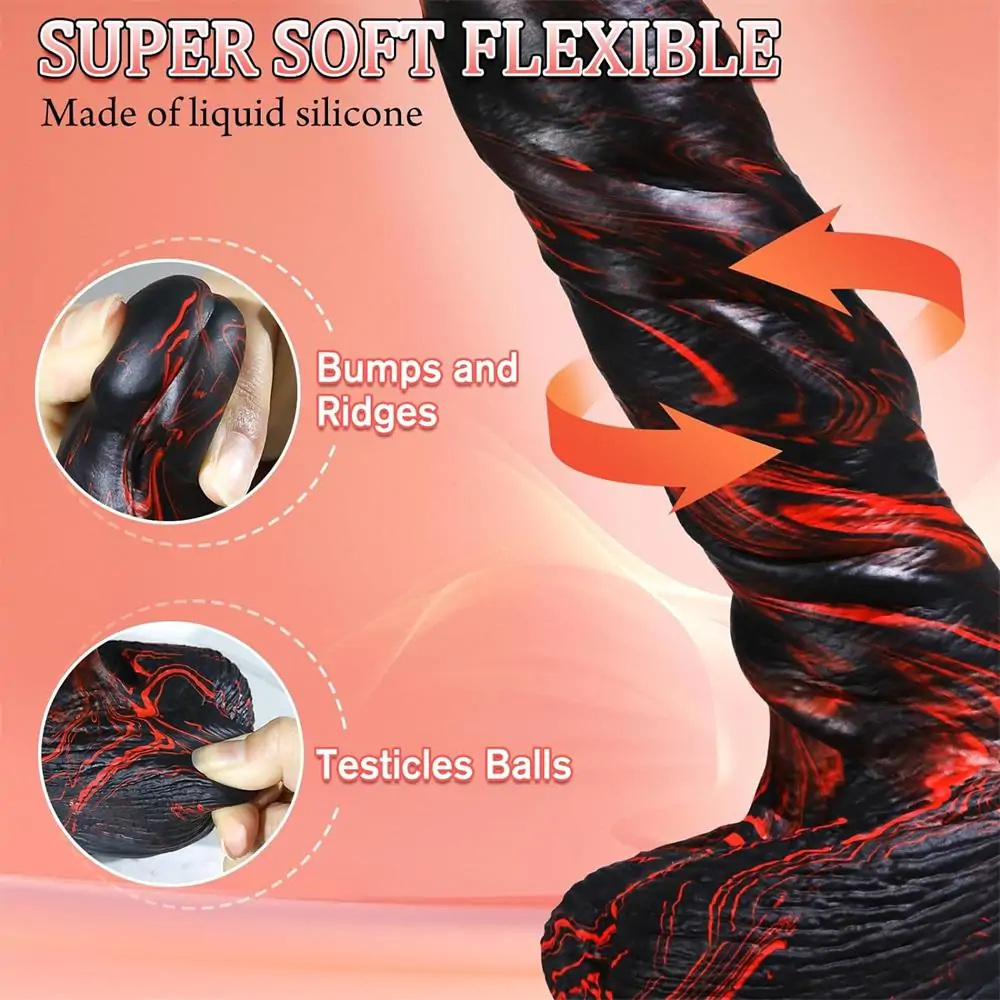 9.5” Black and Red Striped Thick Realistic Vibrating Thrusting Dildo – Adjustable Speeds, Remote & Suction Base