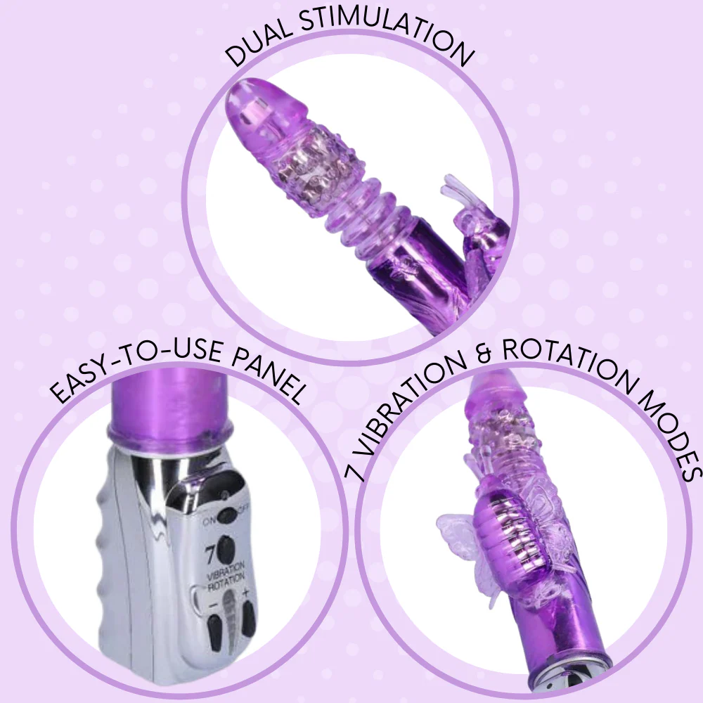 Aura Butterfly Thrusting & Rotating Dual-Action Vibrator