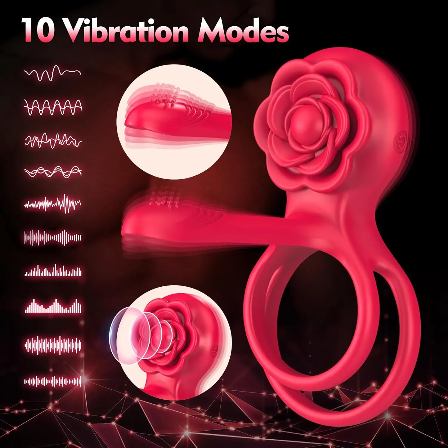 Dual Romance Standing Doggy Double Penis Rings Combined with Rose Clitoral Stimulator (<40 dB)