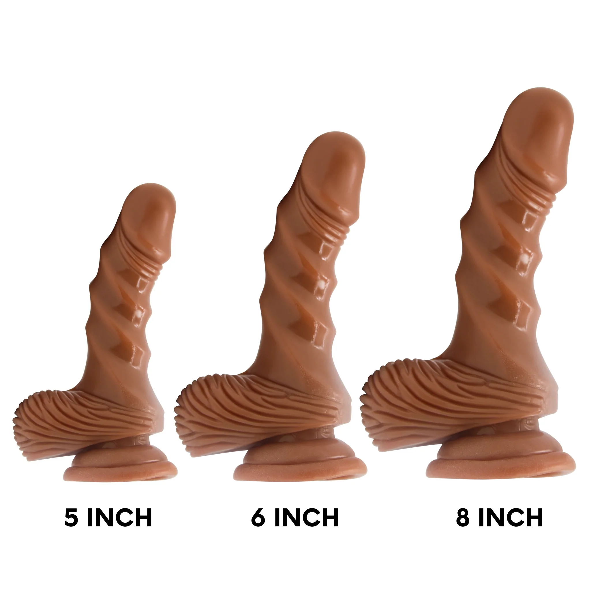 Brown Rippled Suction Cup G-Spot Dildo