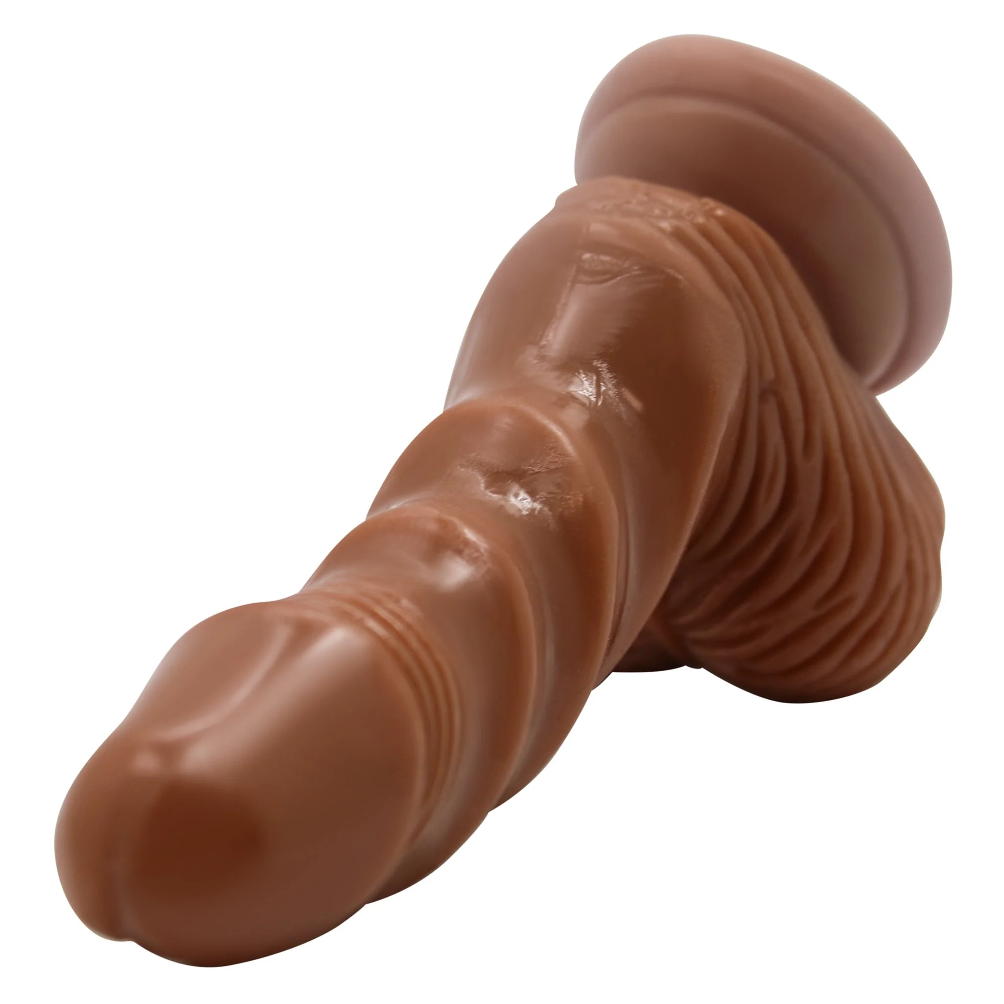 Brown Rippled Suction Cup G-Spot Dildo