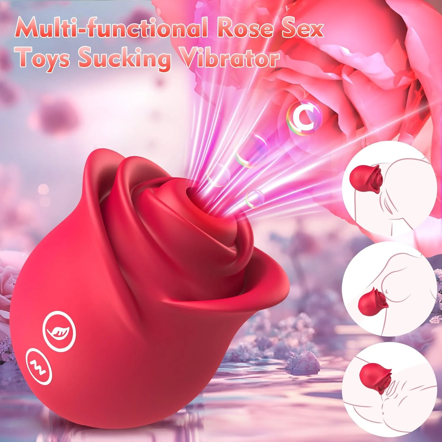 Interactive Rose Clitoral Suction Vibrator – App Remote, Powerful for The Price, Easy to Store