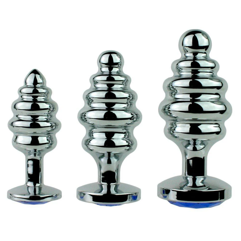 Jewel Metal Booty Plug - Rippled for Intense Sensations!