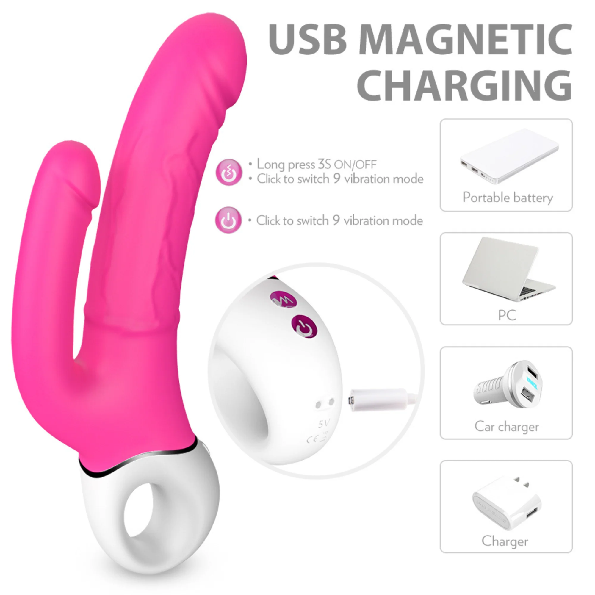 Waterproof Silicone Double Penetrating Vibe - Dual Motors!
