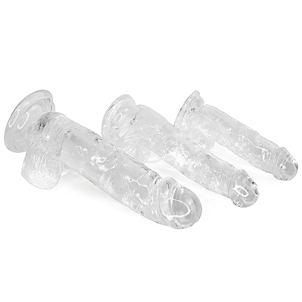 Clear Suction Cup Dildo with Balls