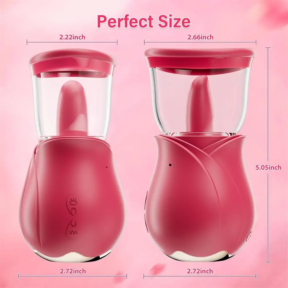 Rose Tongue Pump – Clit & Nipple Stimulator, 5 Lick + 4 Sucking Modes, Quiet & Easy Clean