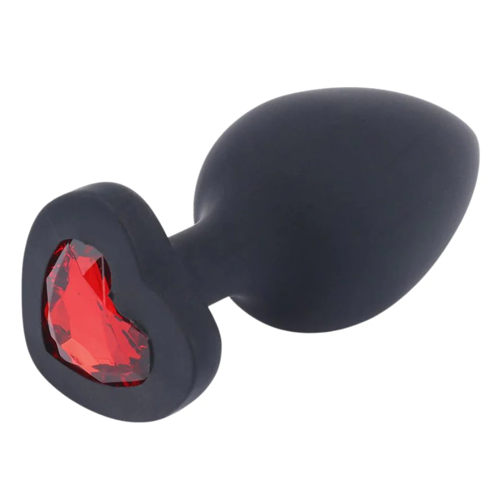 Silicone Heart Jeweled Anal Plug - 3 Sizes Available!