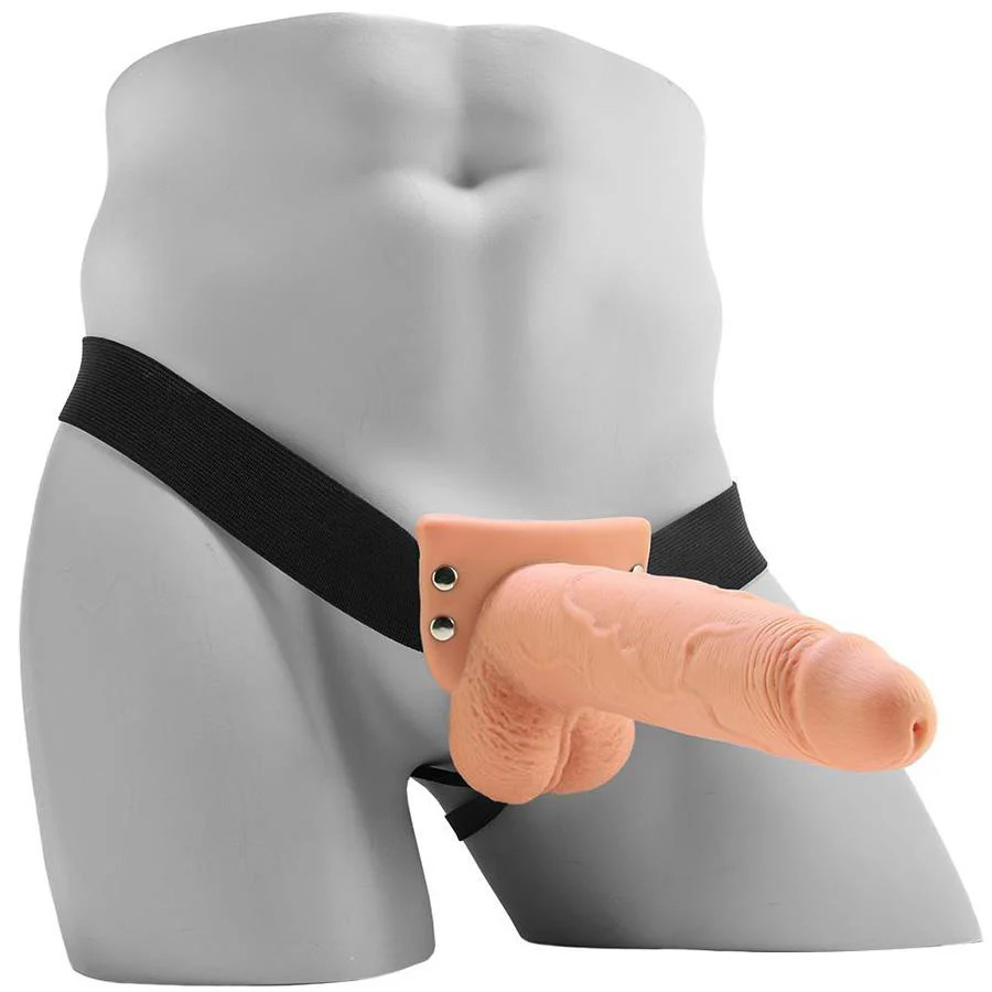 7.5 Inch Squirting Hollow Strap-On With Balls