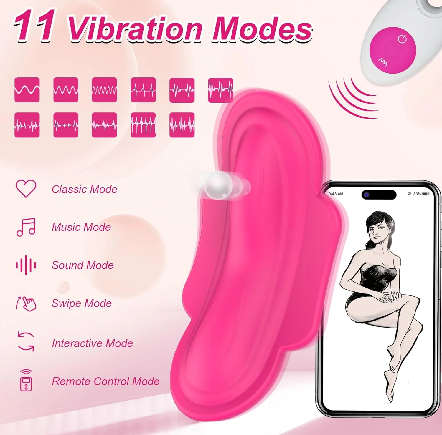 Menstrual Pad – Wearable Clitoral Panty Vibrator, Cute Color, Flexible and Durable (<40 dB) #Public #Car Sex #Female Masturbation