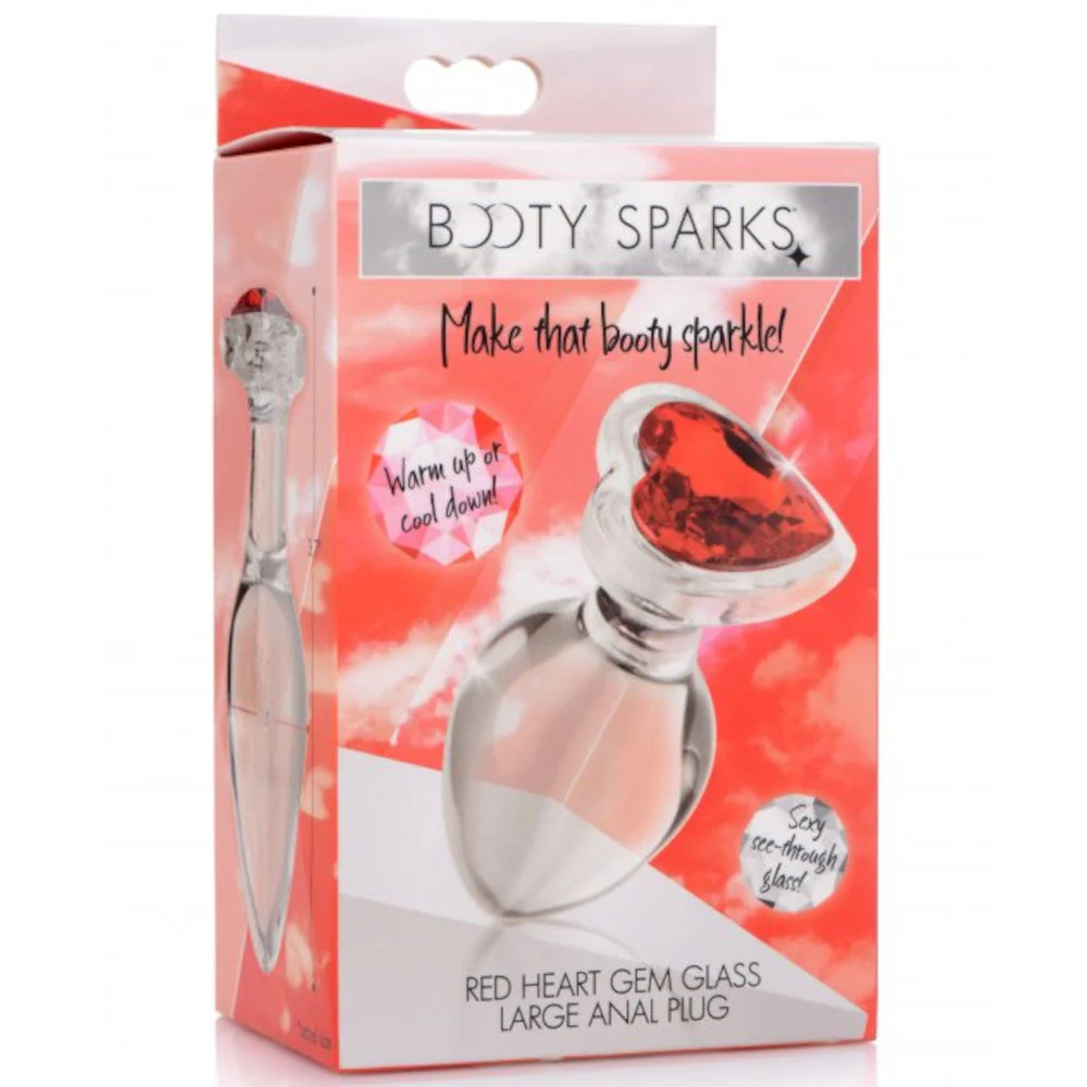 Booty Sparks Red Heart Gem Glass Anal Plug