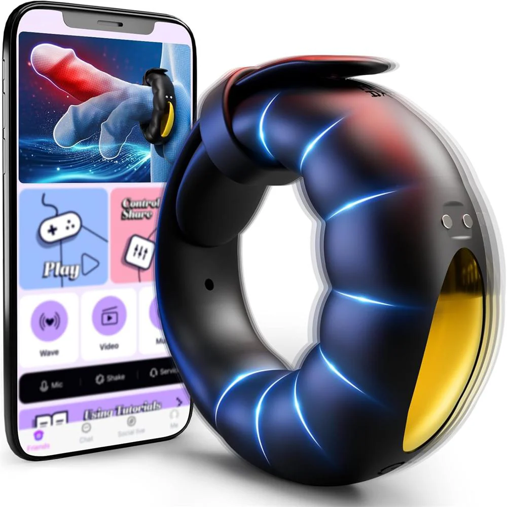 Gooning & Edging Adjustable O-Shape Vibrating Cock Ring with 10 Modes & App Control