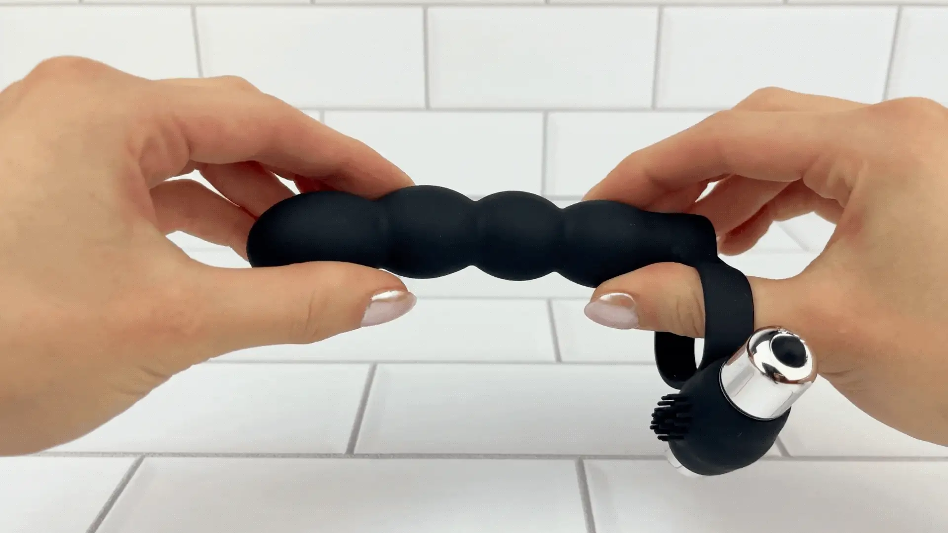 Beaded Double Penetration Clit Stimulating Vibrating Cock Ring