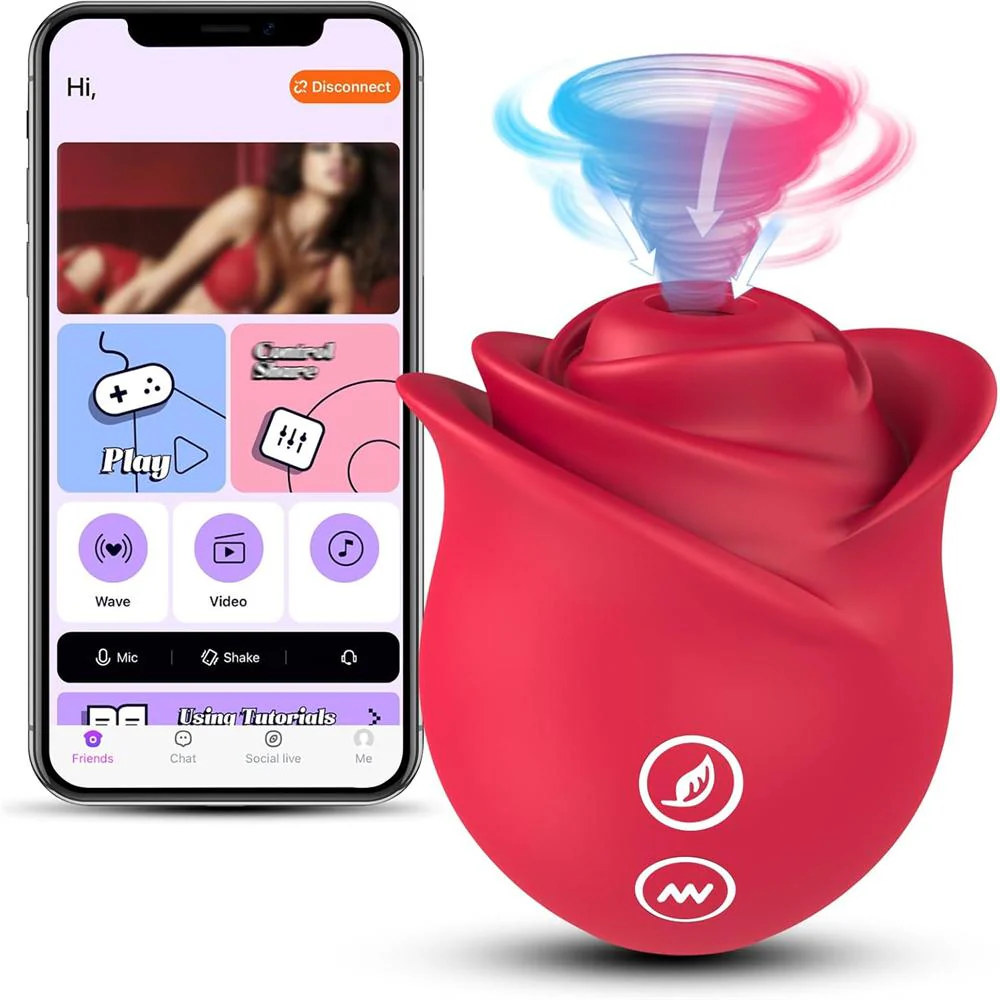 Interactive Rose Clitoral Suction Vibrator – App Remote, Powerful for The Price, Easy to Store
