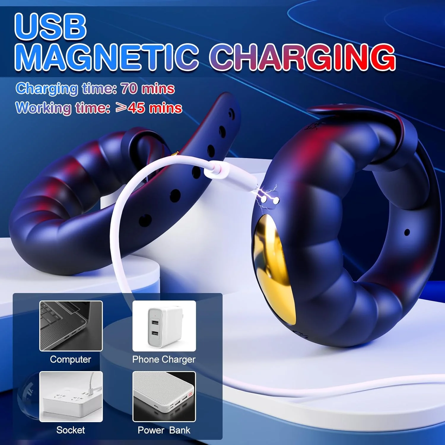 Gooning & Edging Adjustable O-Shape Vibrating Cock Ring with 10 Modes & App Control