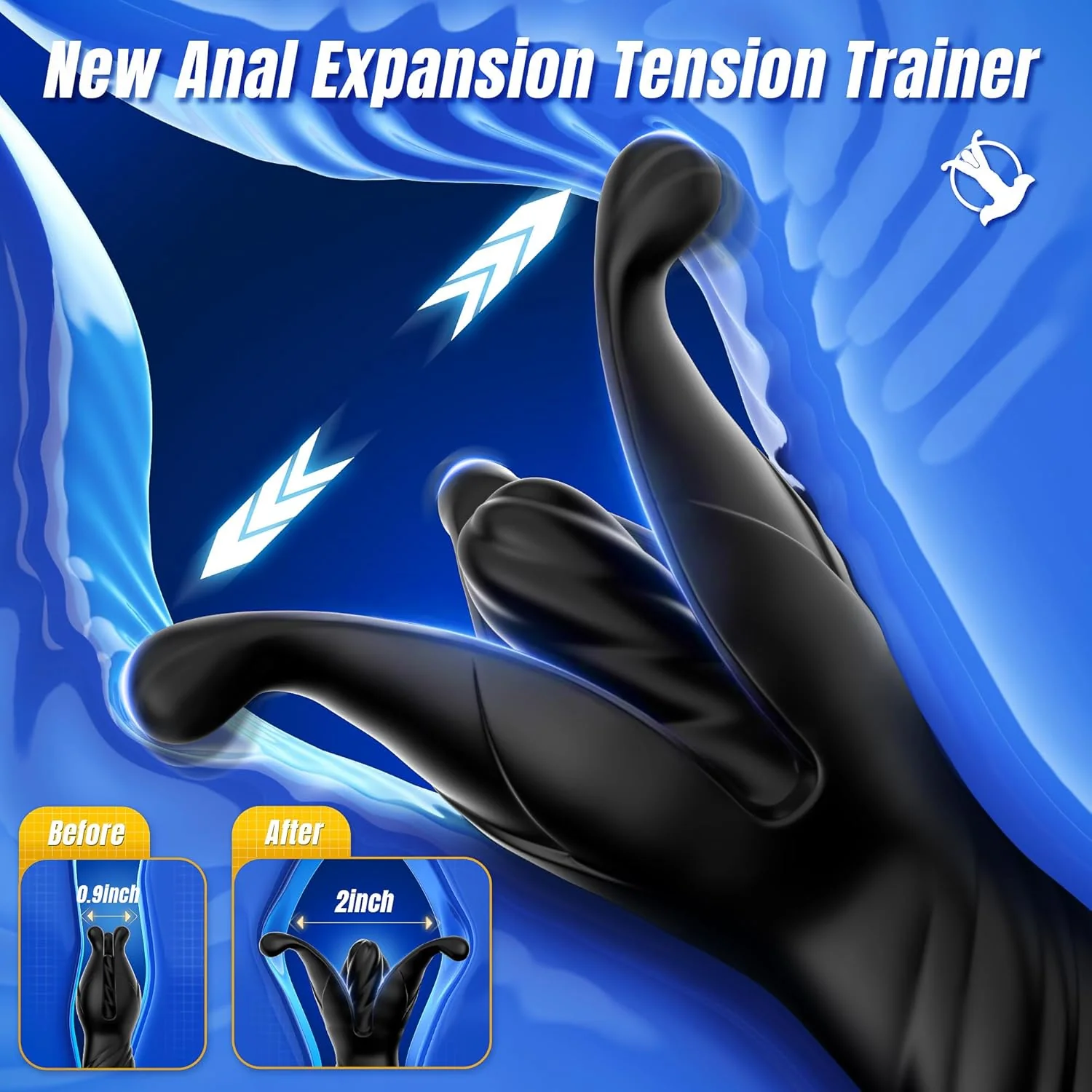 Deep Penetration Anal Extender Upgraded Penis Trainer with Tension Shock Flapping Thrusting Vibrating 6 Inch (<45 dB) + Enema Bulb Ball