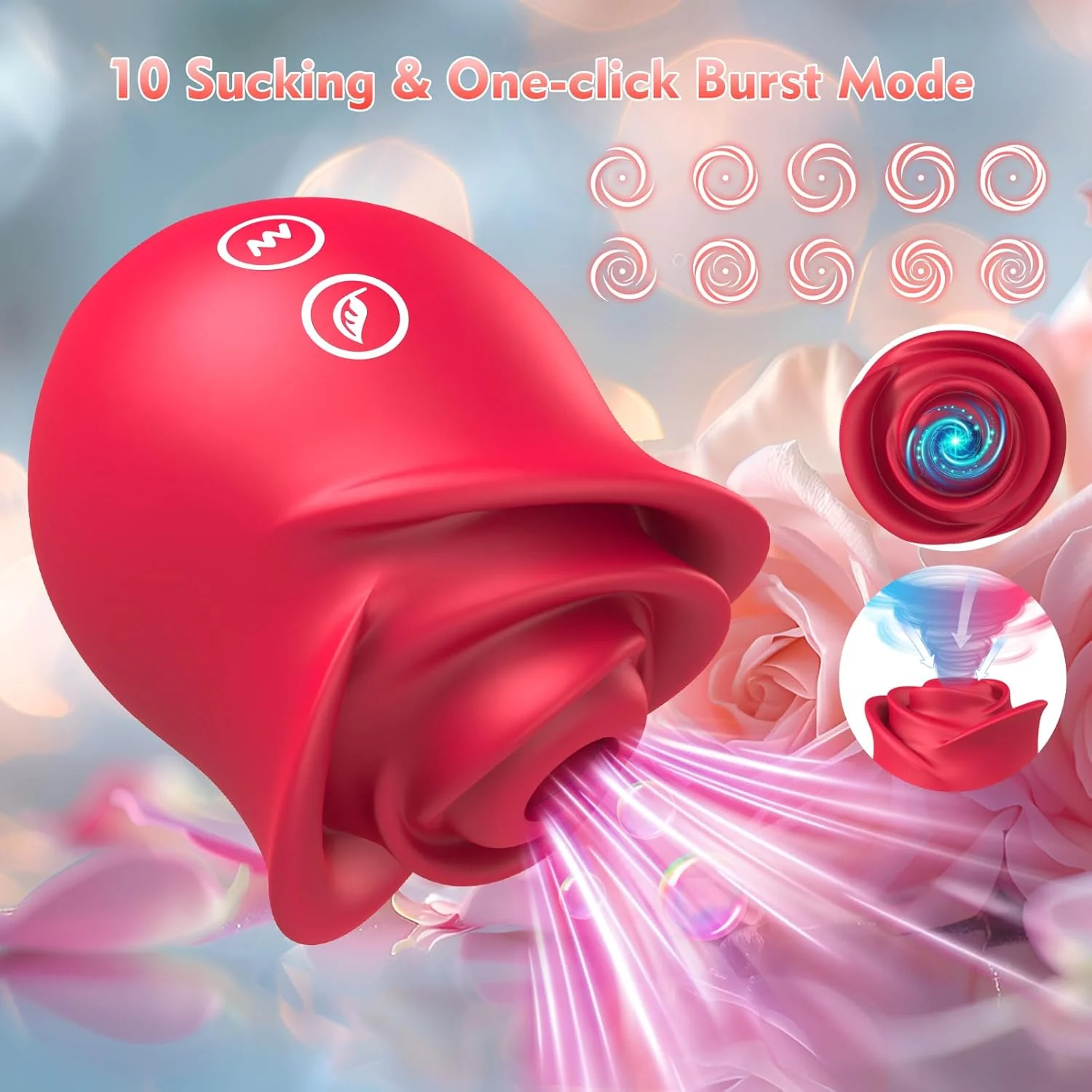 Interactive Rose Clitoral Suction Vibrator – App Remote, Powerful for The Price, Easy to Store