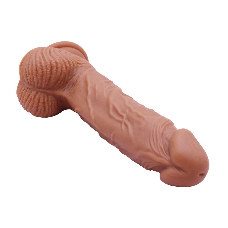 8.5 Inch Realistic Brown Silicone Dildo With Balls