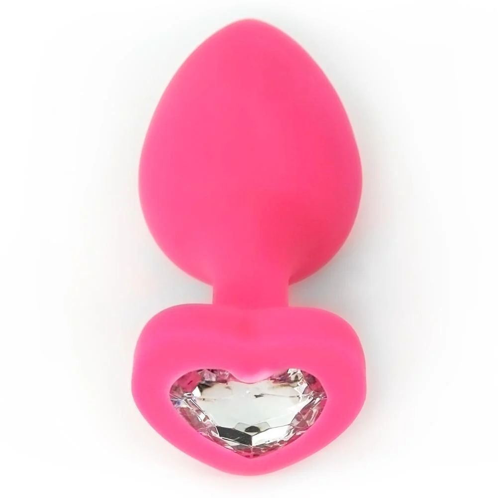 Silicone Heart Jeweled Anal Plug - 3 Sizes Available!