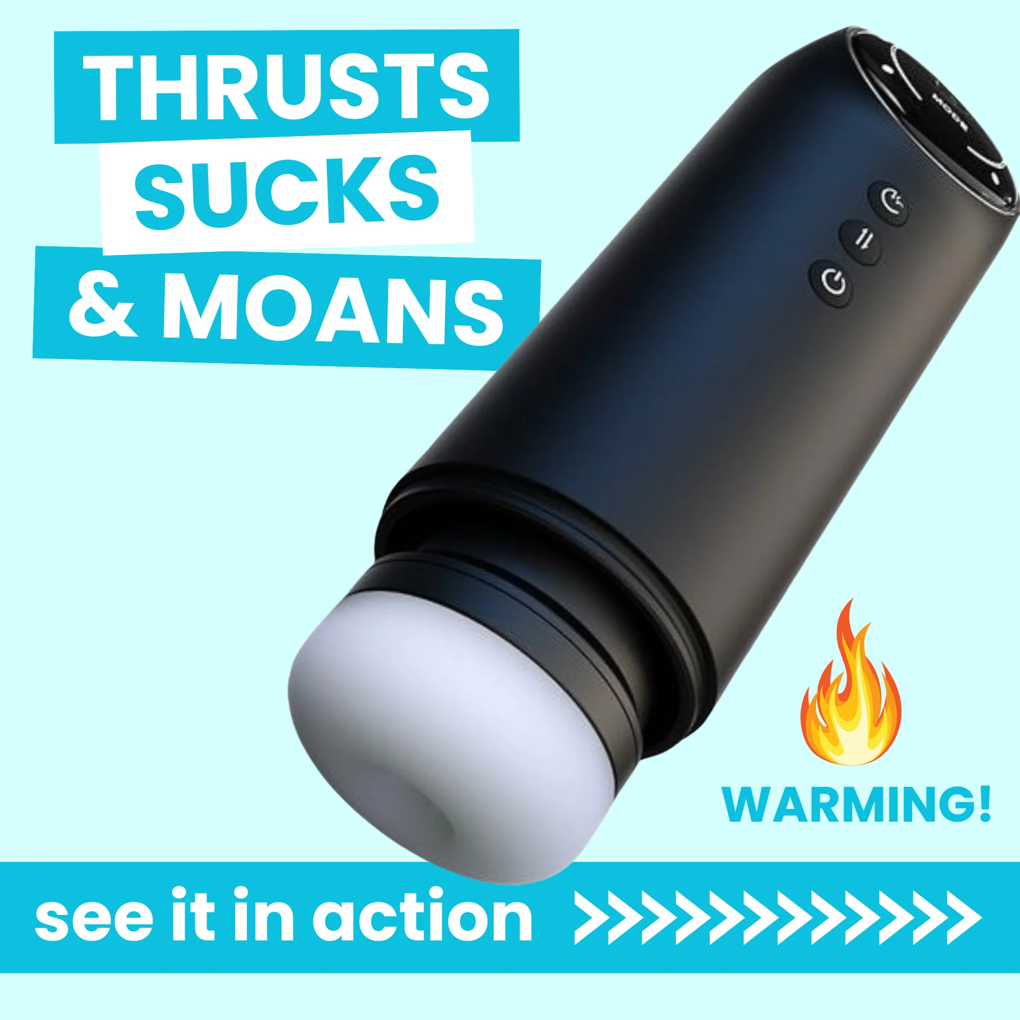 HYPNOTIC Moaning and Warming Thrusting Masturbator - Vibrates and Sucks