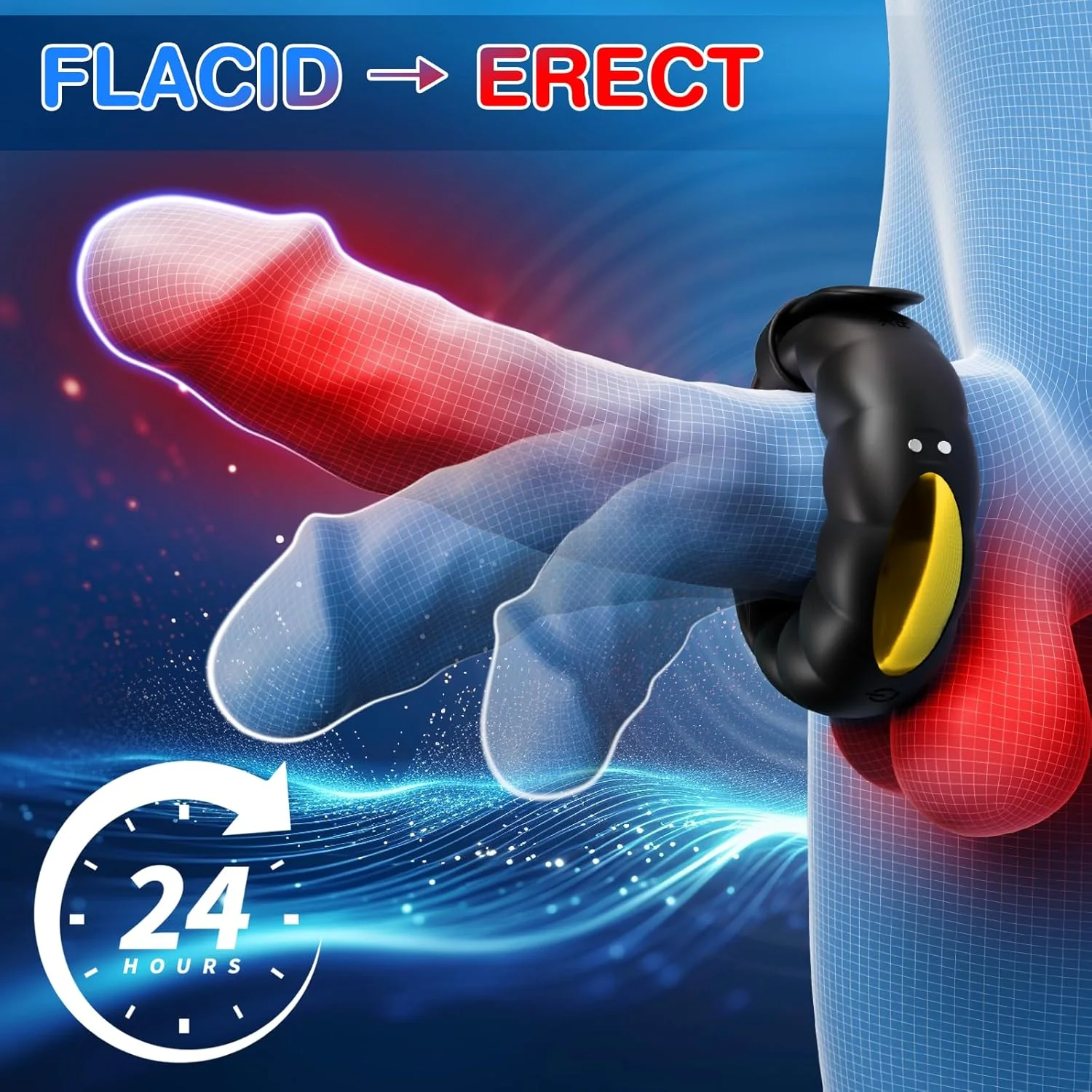 Gooning & Edging Adjustable O-Shape Vibrating Cock Ring with 10 Modes & App Control