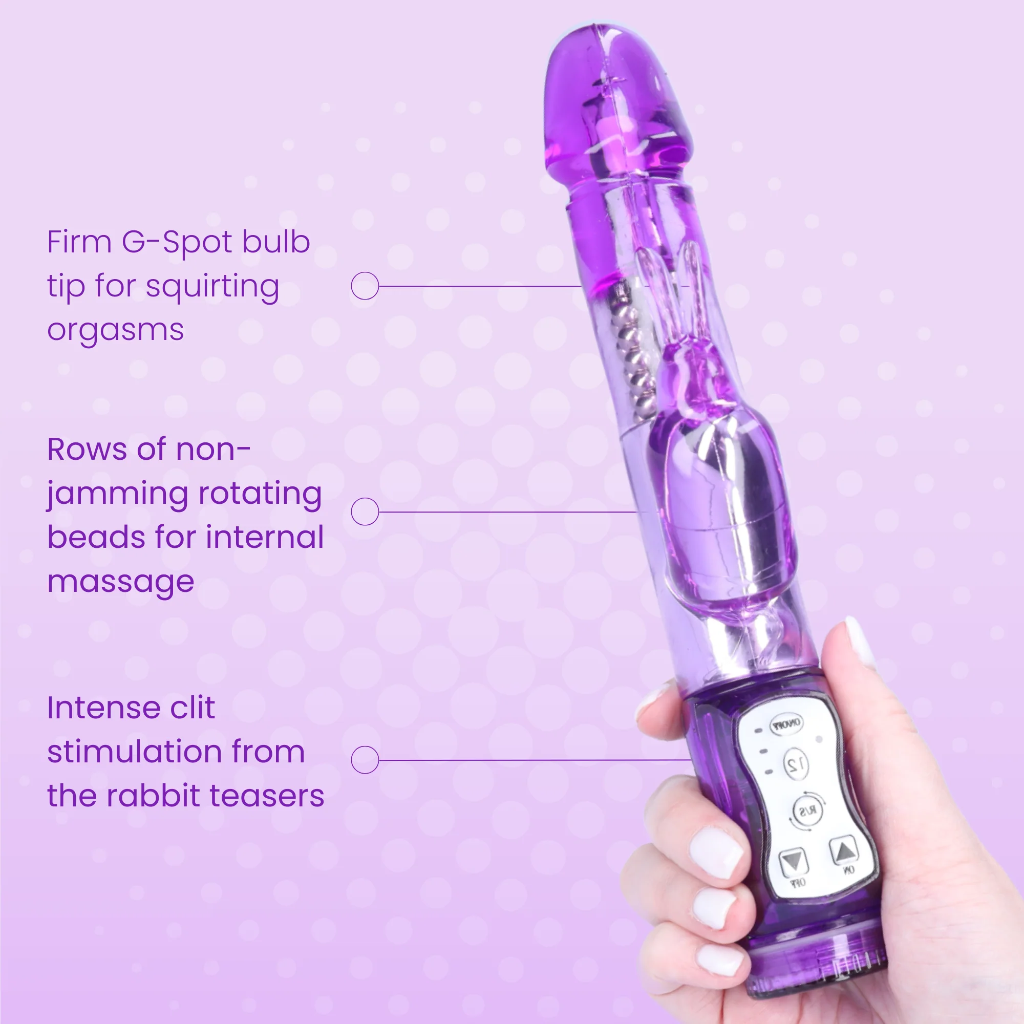 Rabbit Vibrator With 5 Rows Of Rotating Beads